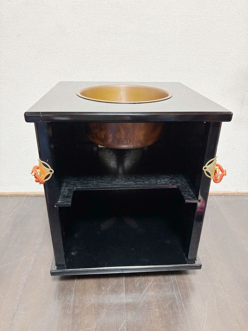 美品 茶道具 御園棚セット 立礼棚 丸炉 椅子2脚淡々斎好写 裏千家大型宅配便