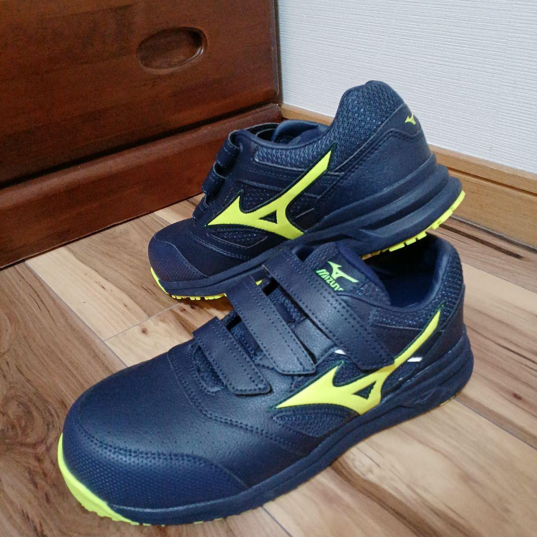 mizuno 安全靴 ワークシューズ 25.5cm ネイビー×イエロー 箱無