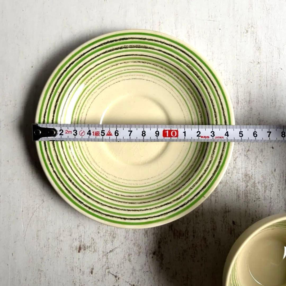 842 英国 アンティーク スージークーパー カップ&ソーサー クレヨンライン