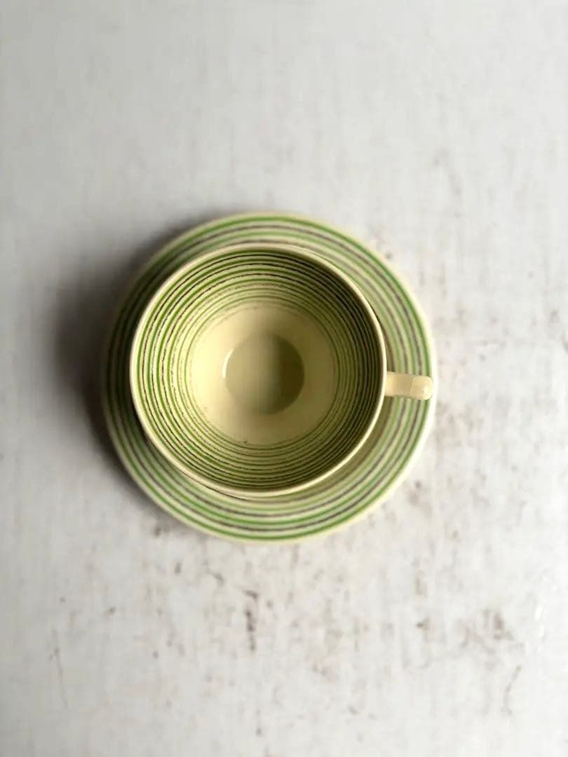 842 英国 アンティーク スージークーパー カップ&ソーサー クレヨンライン