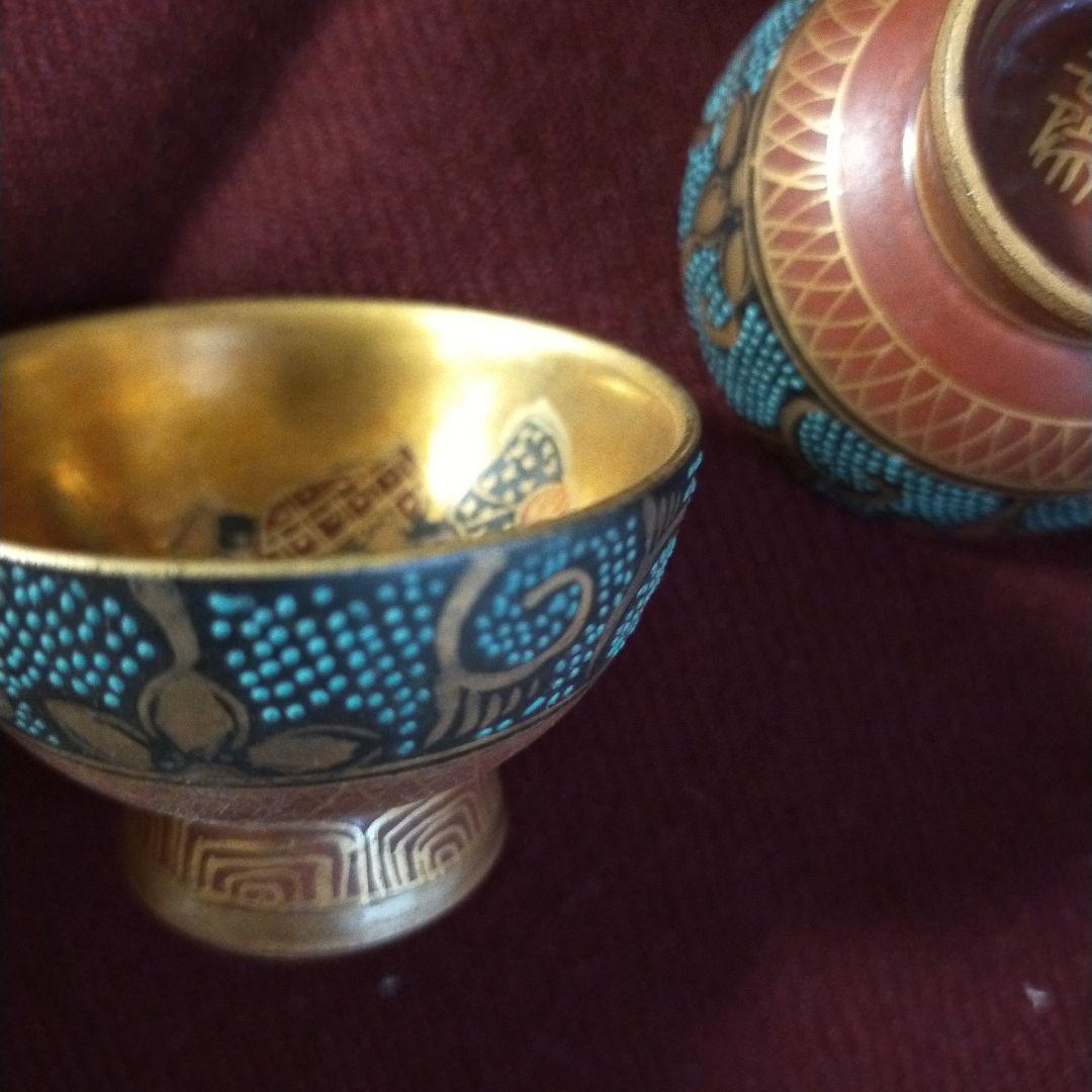 九谷焼　岳陽　金彩色絵　酒器8種