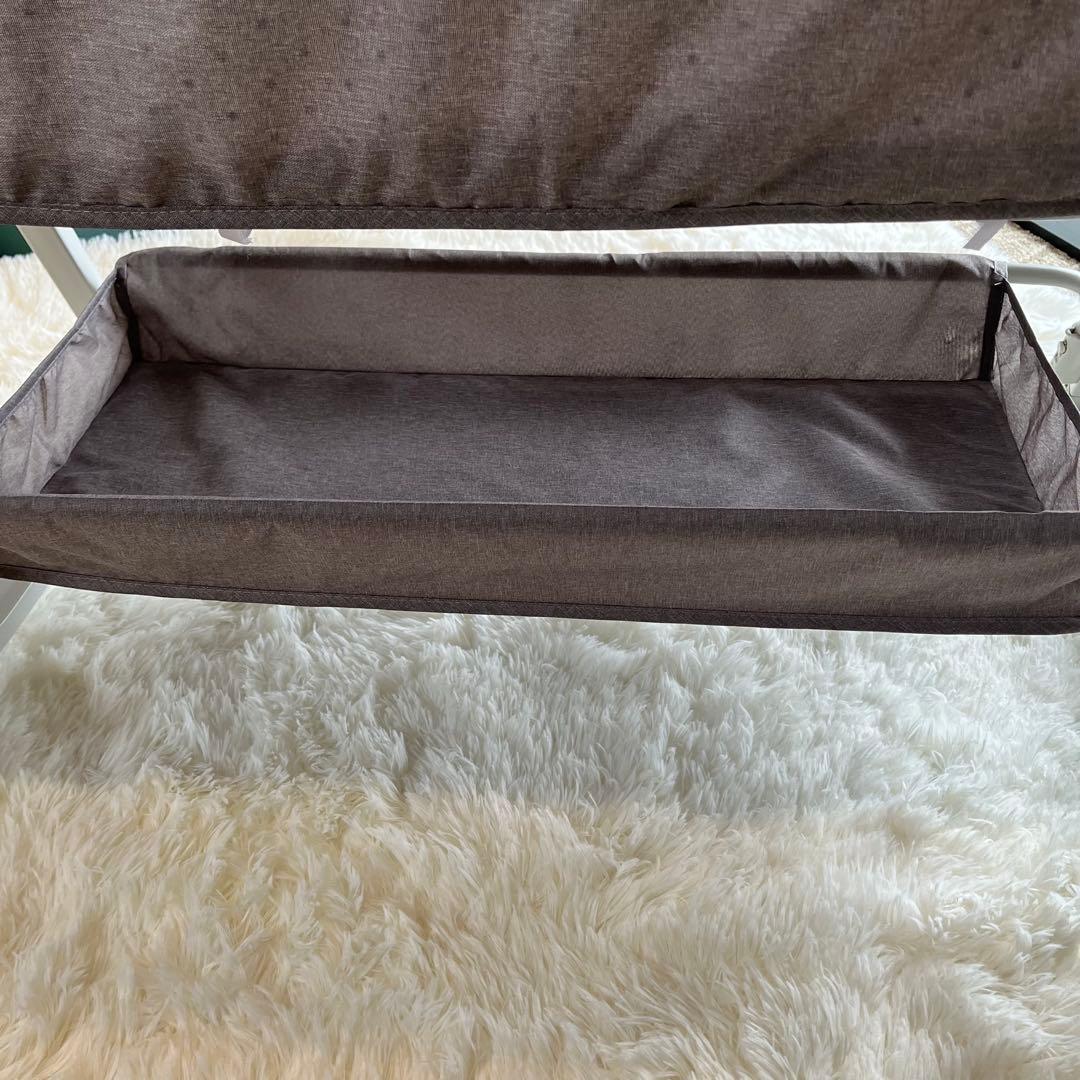 Kino Linpo ベビーベッド 添い寝 新生児ベッド 乳児 高さ6段 カーキ