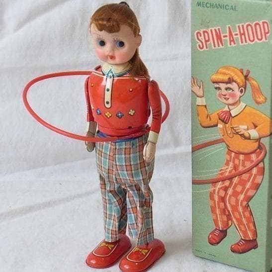 【美品】フラフープガール 1950年代 箱付き ゼンマイ ブリキ (検)ソフビ