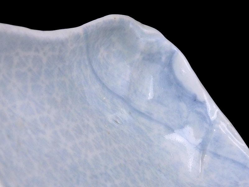 古伊万里　染付　型刷印判　幾何学文様の図　変形皿　江戸期　E649AS-CTm