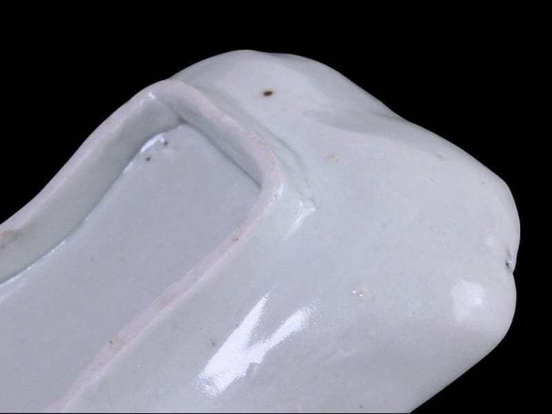 古伊万里　染付　型刷印判　幾何学文様の図　変形皿　江戸期　E649AS-CTm