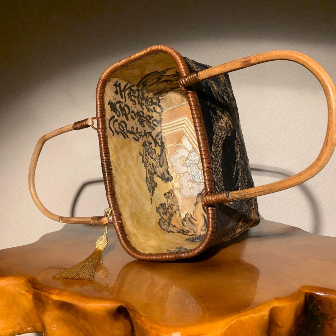 た*ん様 ＊一閑張りバッグ（龍神）柿渋染