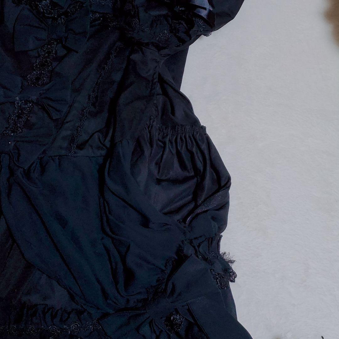 ボディライン フリル ワンピース ゴスロリ ロリータ 2way ブラック　2L