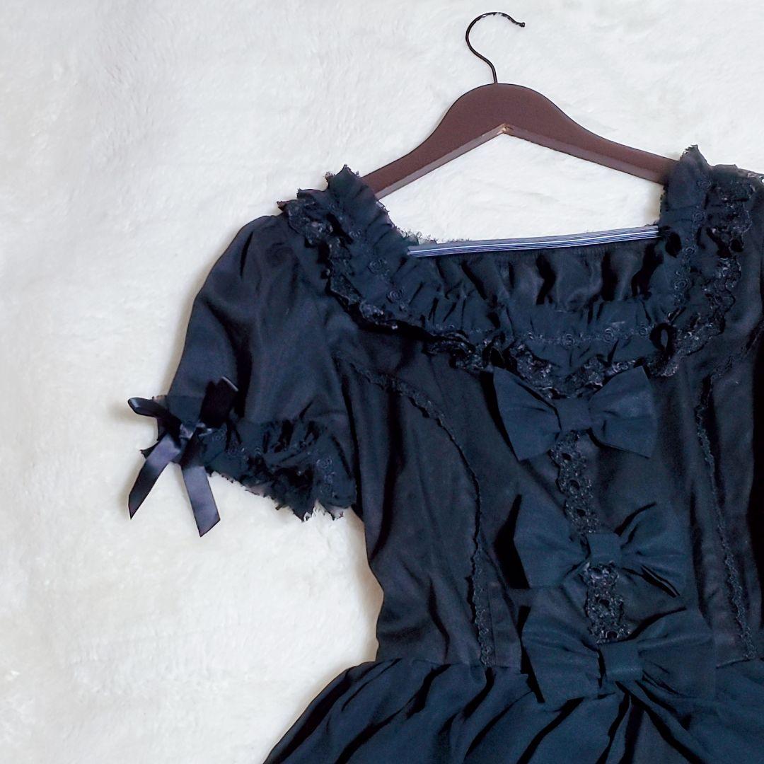 ボディライン フリル ワンピース ゴスロリ ロリータ 2way ブラック　2L