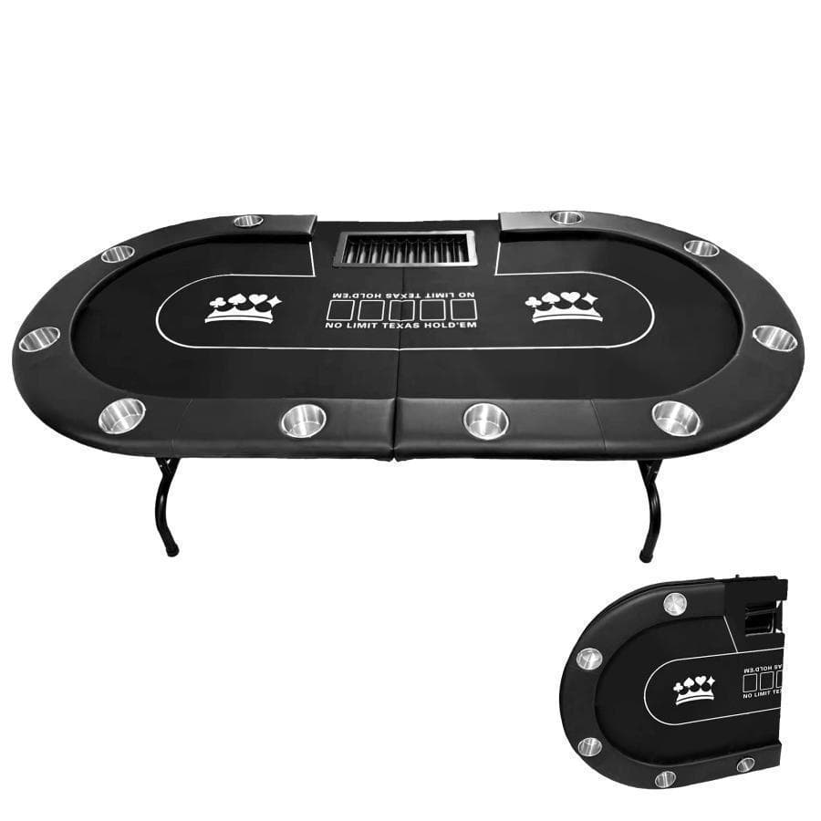 ポーカーテーブル 10人対応 カジノ チップラック ドリンクホルダー 黒2653