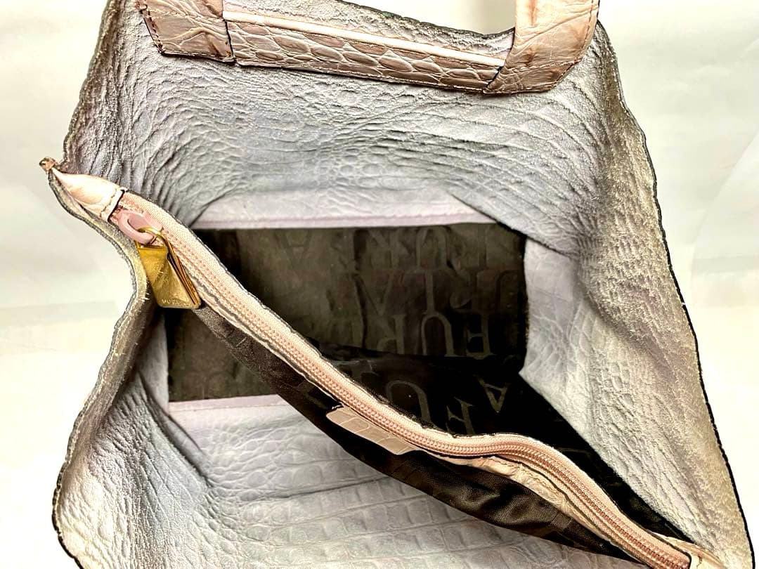 FURLA フルラ クロコ型押し ハンドバッグ ピンクベージュ 未使用保管品