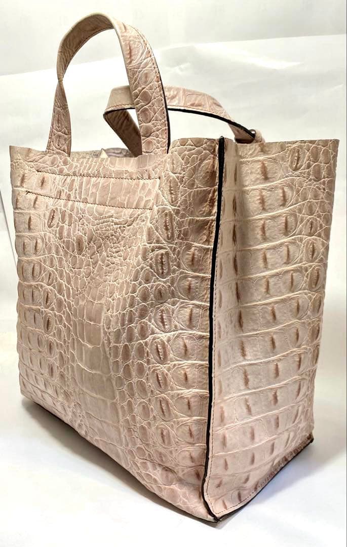 FURLA フルラ クロコ型押し ハンドバッグ ピンクベージュ 未使用保管品