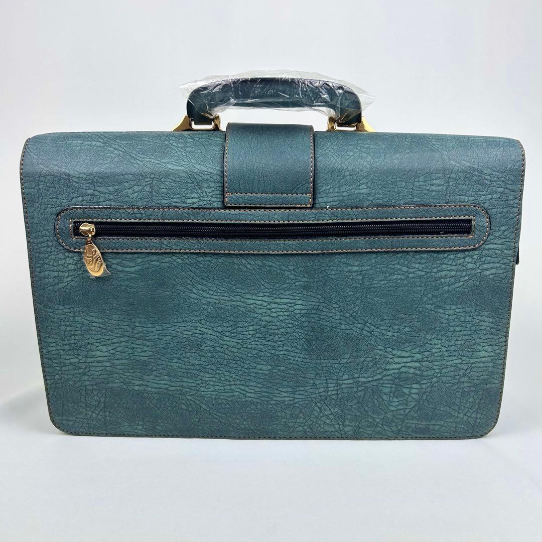 【新品未使用】Live Friend 象革 ビジネス ダレスバッグ 鍵付 緑