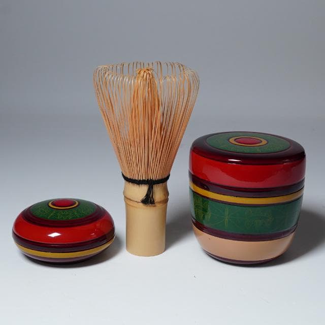 関翠雲　独楽塗沈金彫り中棗・香合揃　共箱　茶道具　茶器　漆器