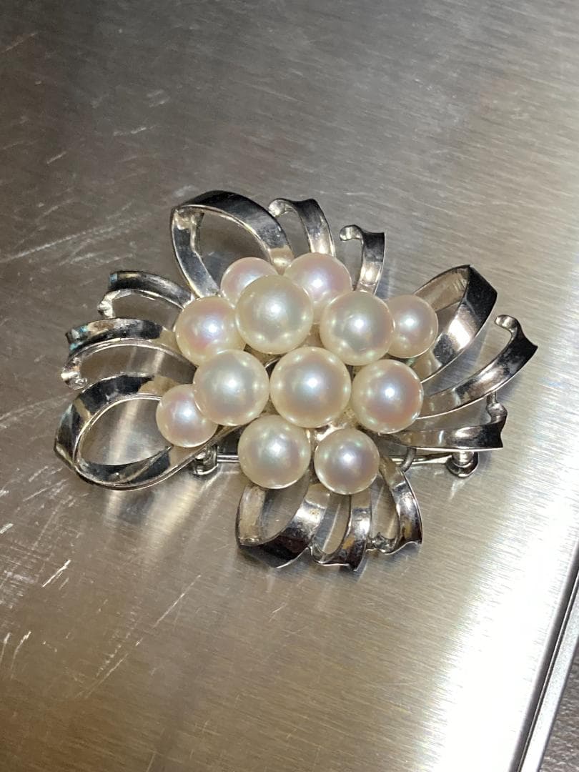 田崎真珠 タサキ アコヤ パール 真珠 ブローチ コサージュ 12珠