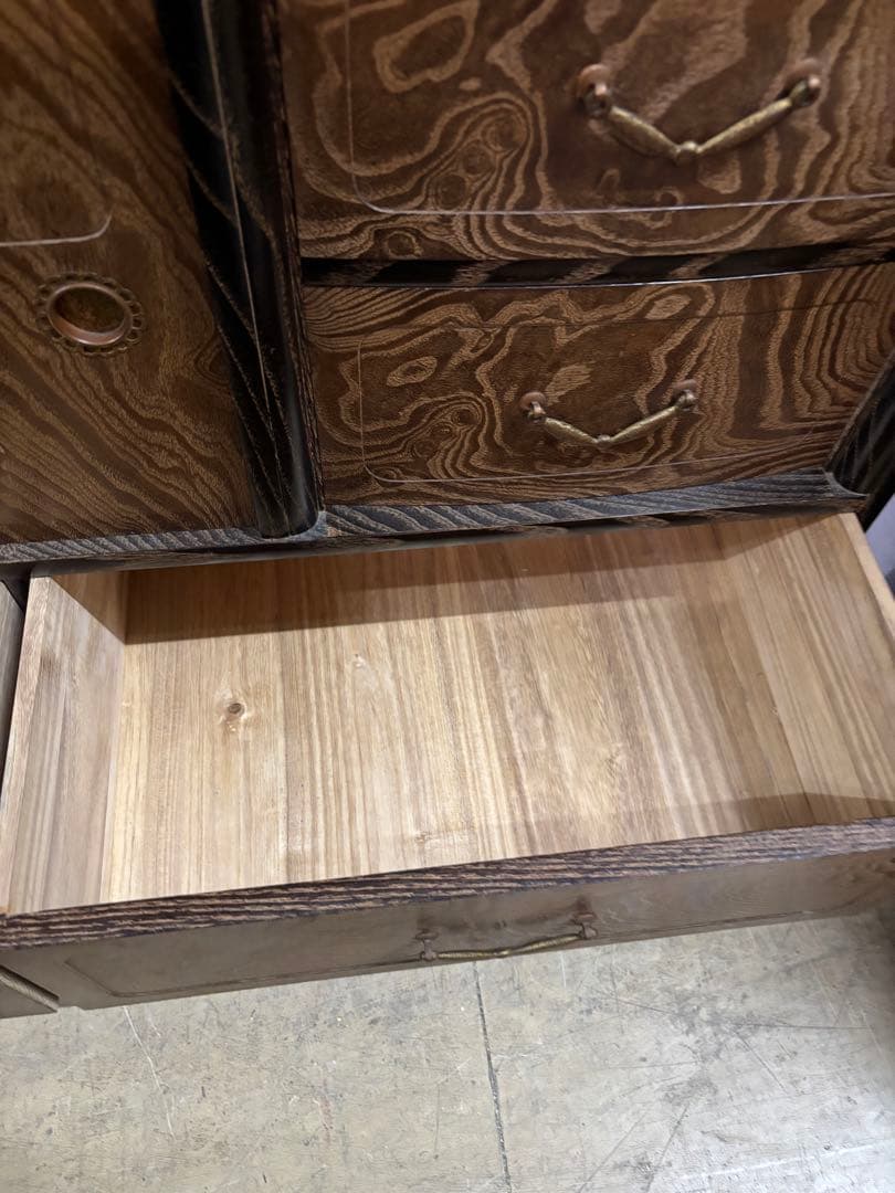 桑材　木製ガラス扉付き和風収納棚　高さ165cm 幅90㎝　岐阜県揖斐郡池田町