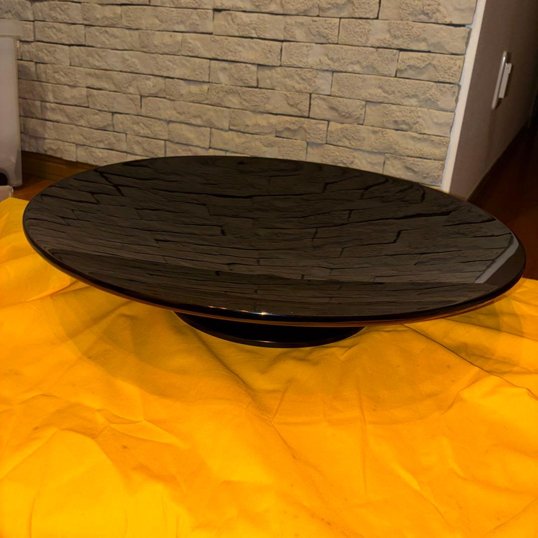 輪島塗　大皿　飾皿黒塗　台付　直径45センチ未使用