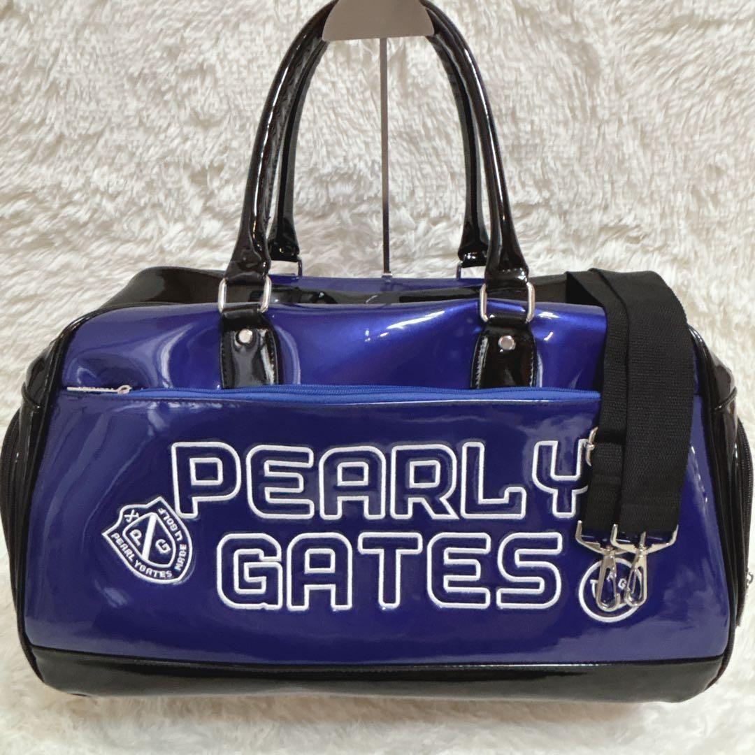 美品パーリーゲイツ ゴルフ衣類用ボストンバッグ エナメル ブルー