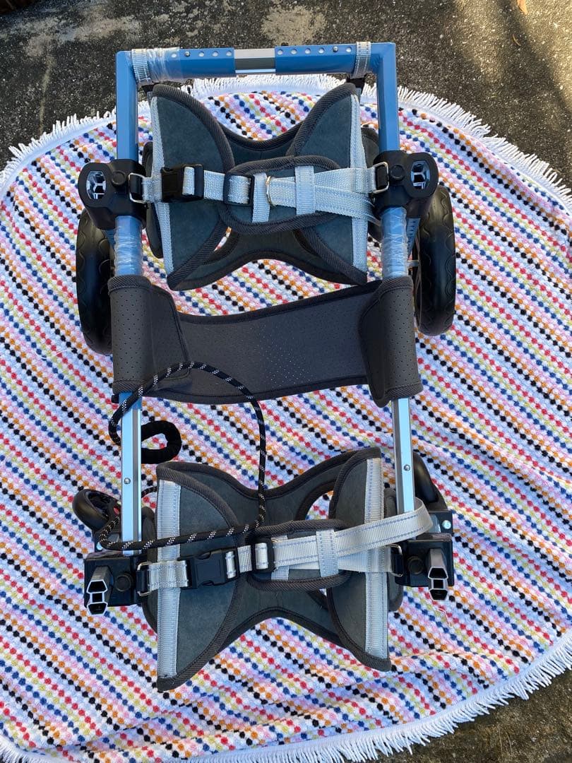 犬 車椅子 4輪、 大型用調節可能　前輪と後輪付き(Blue,XL)