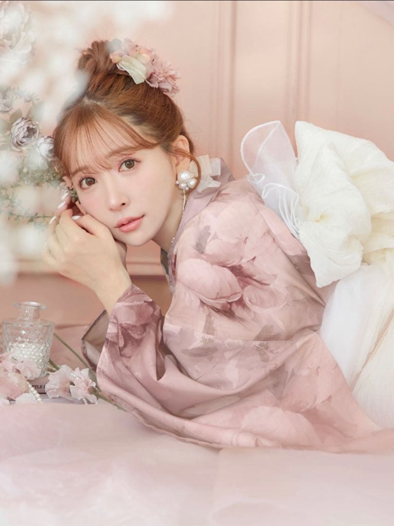 Sugar アンティークフラワーピンク浴衣【浴衣3点セット】