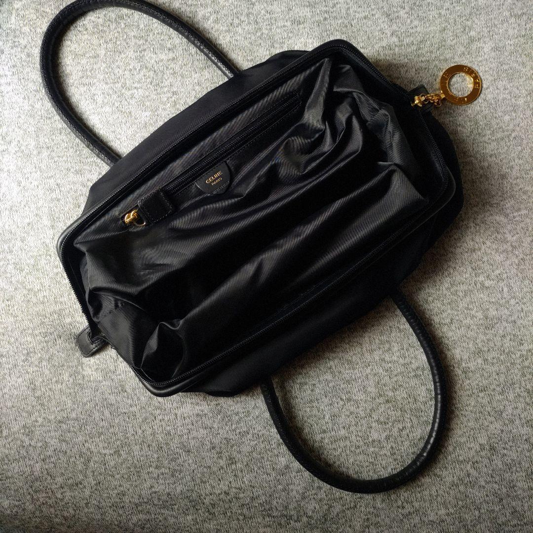 セリーヌ　CELINE　ナイロン　レザー　ハンドバッグ　入学　卒業　美品