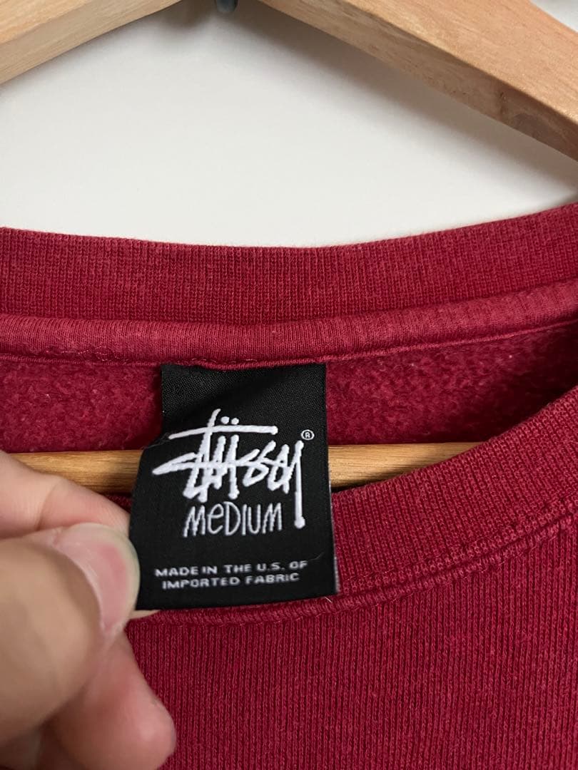 サトボウ　Stüssy デカロゴ　赤 トレーナー Mサイズ