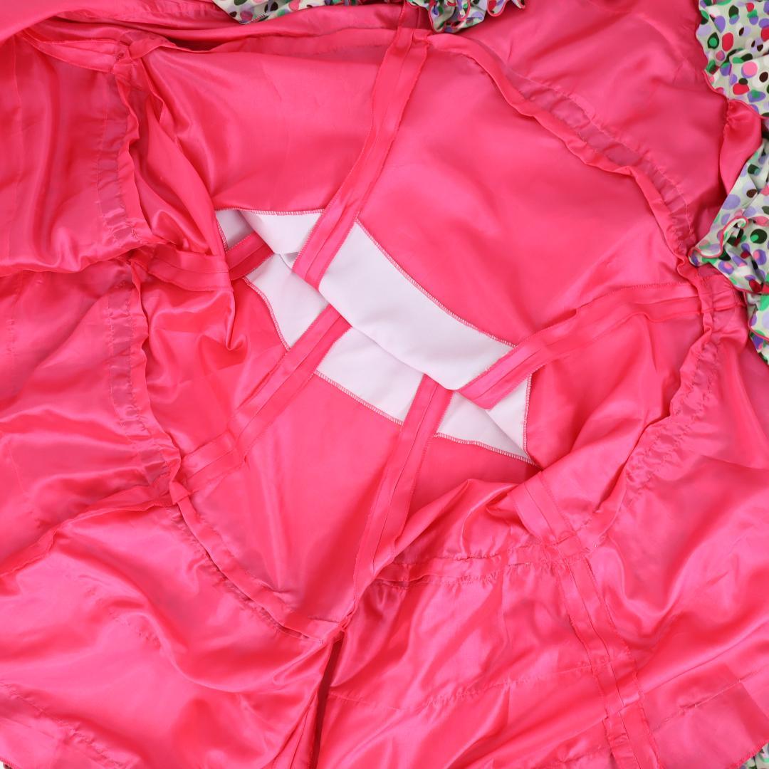 【美品 フラメンコ衣装】光沢ピンク×マルチカラー柄 ブラウス ファルダ スカート