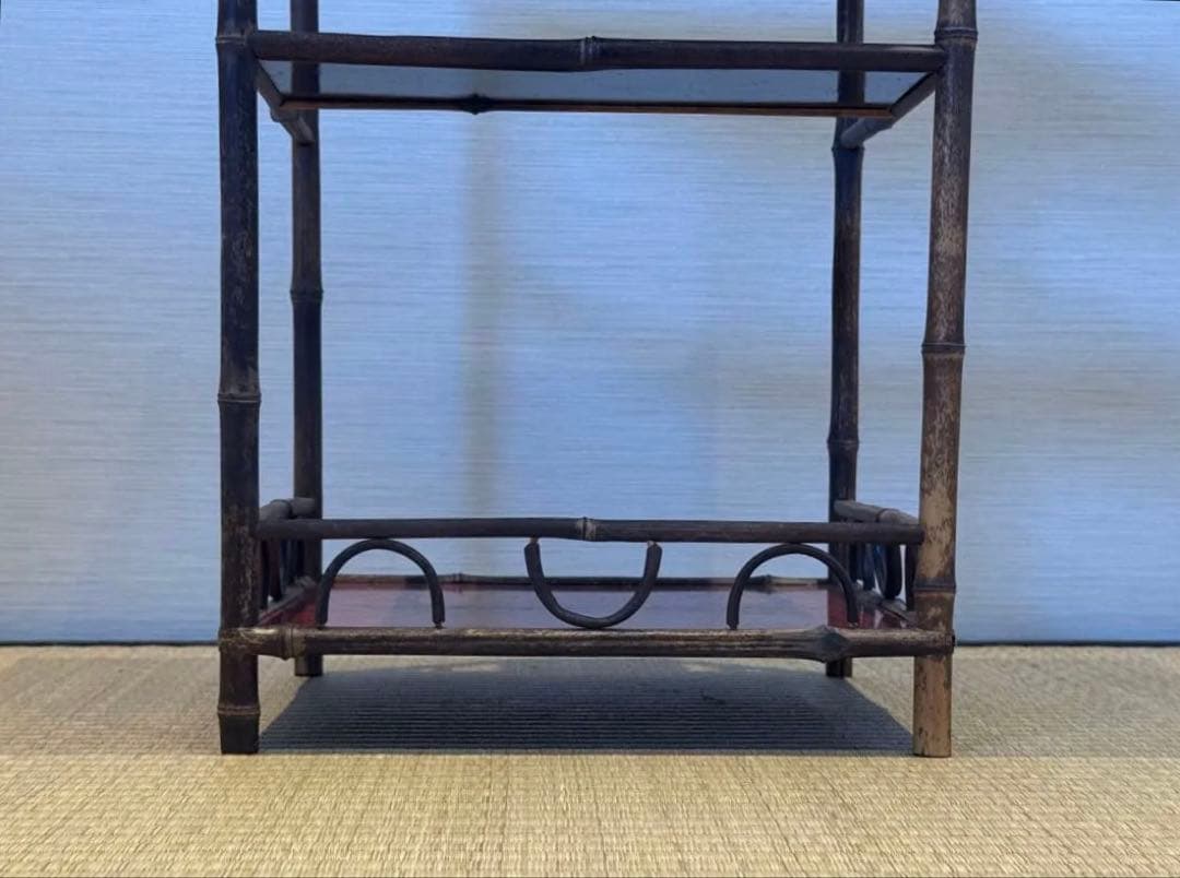 君子棚 斑竹 天然竹 水指棚 茶棚 紙箱 美品 茶道具