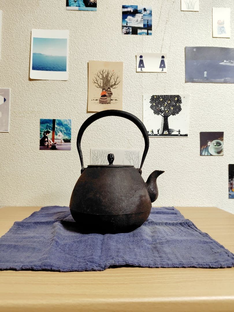 南部鉄器　鉄瓶　秋の実肌