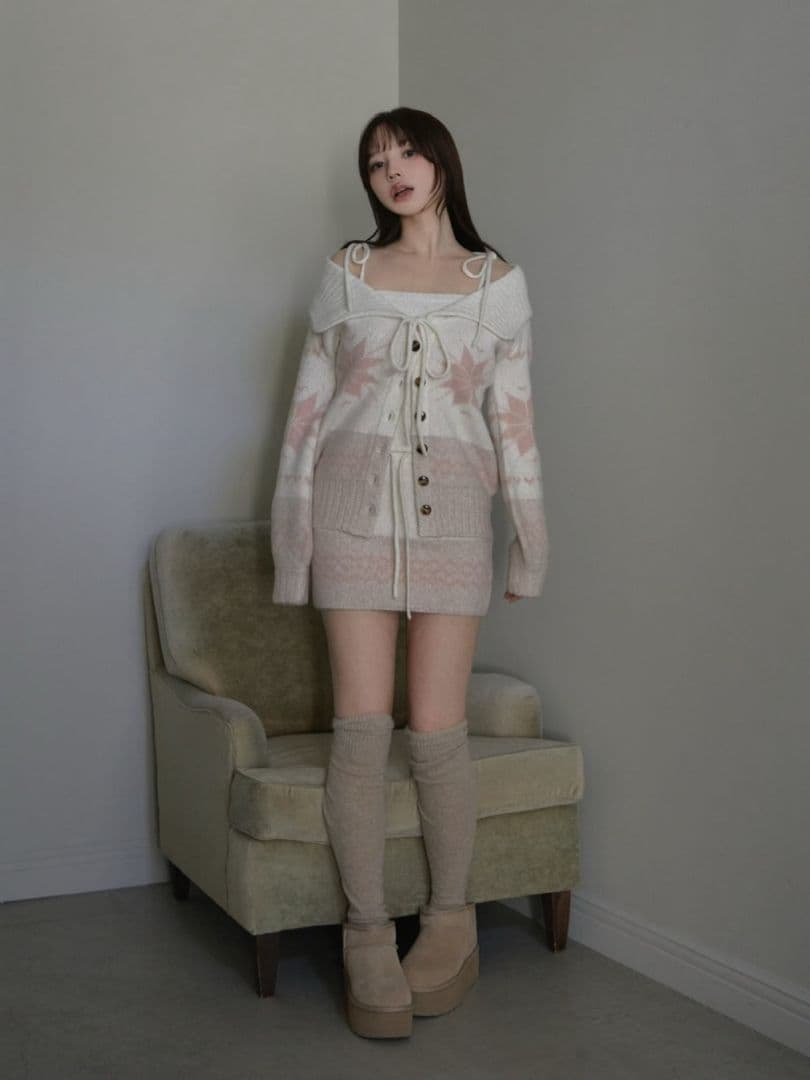 ワンピース andmary Heart nordic cardigan set up