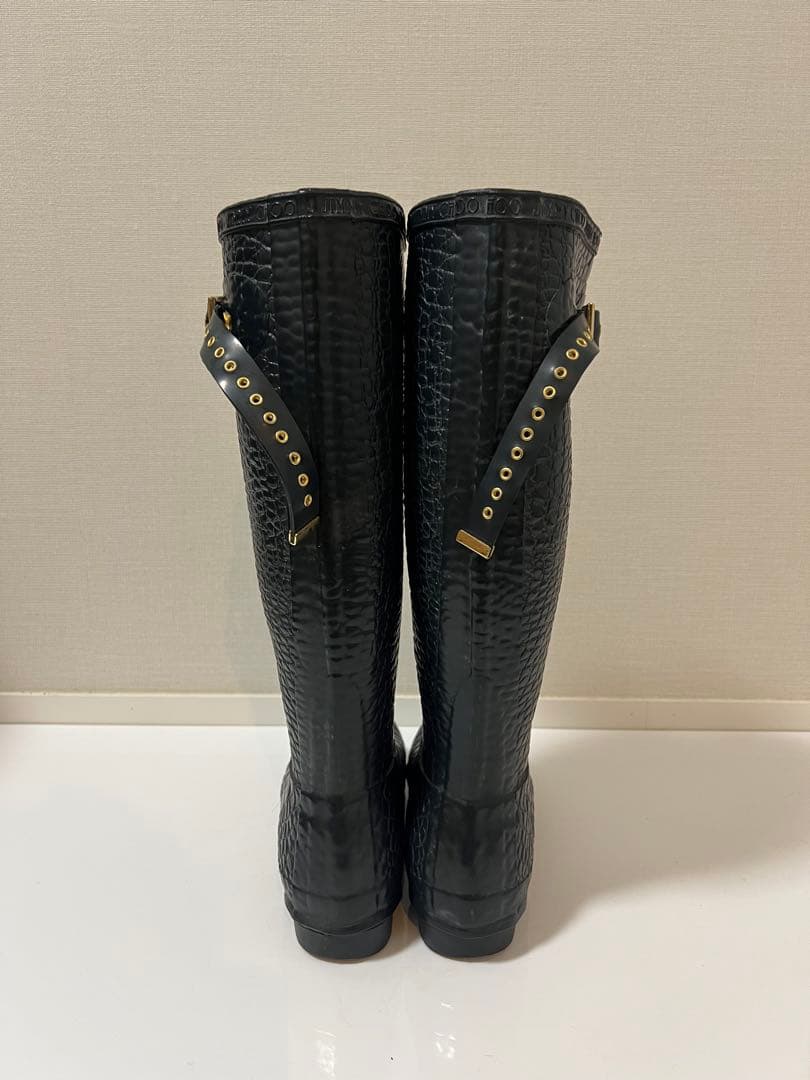 【再値下げ】ネイビー美品/ハンター & ジミーチュウレインブーツ