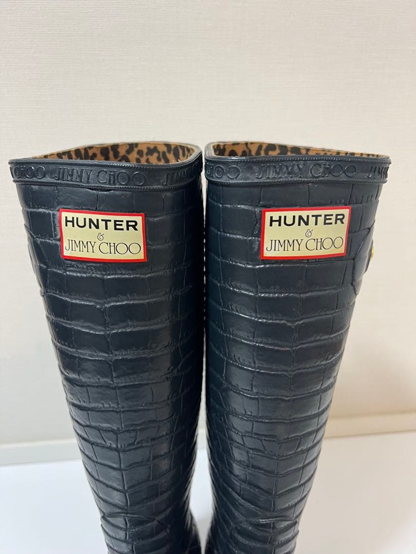 【再値下げ】ネイビー美品/ハンター & ジミーチュウレインブーツ