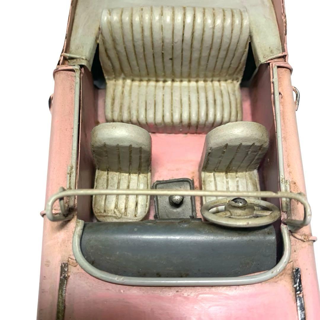 ブリキ　オープンカー　キャデラック　アメリカン　ピンク　インテリア　車