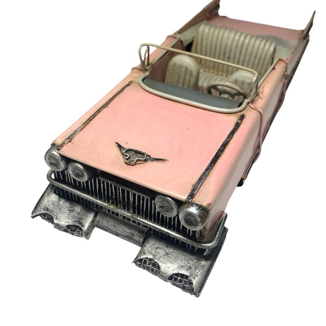 ブリキ　オープンカー　キャデラック　アメリカン　ピンク　インテリア　車