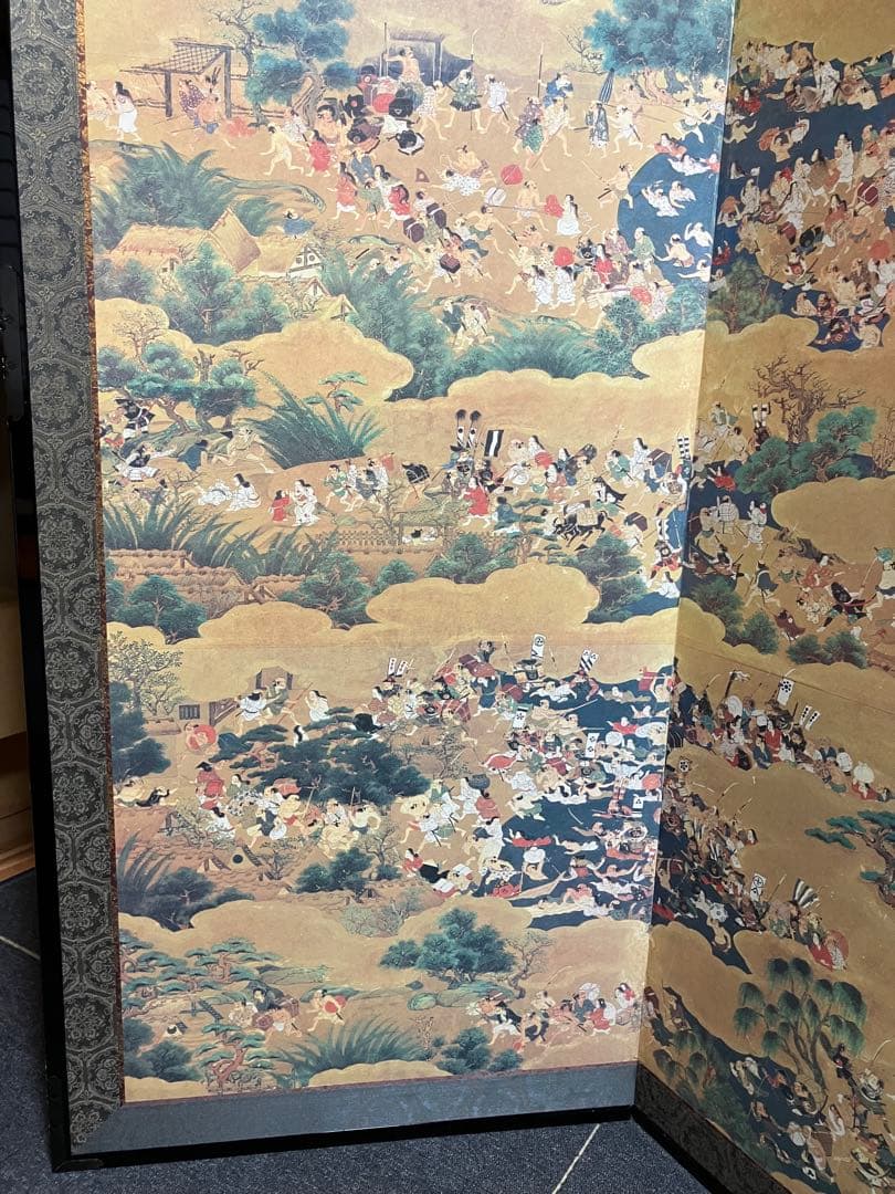 大阪夏の陣図 左隻 屏風 複製 特大 高級 衝立 六曲 侍 武士 和風 日本画