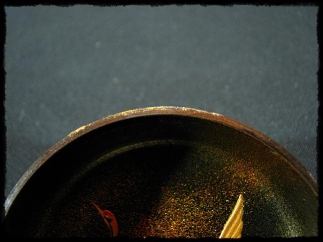 時代 金蒔絵 松鶴流水文 棗 内梨子地 茶道具 u50