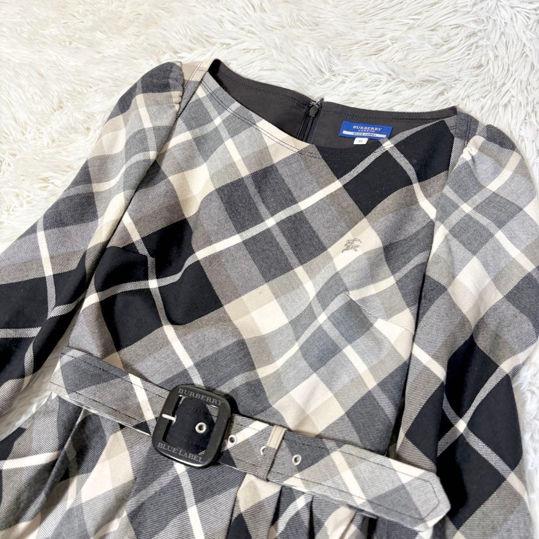バーバリーブルーレーベル ノバチェック ワンピース ベルト ホースロゴ刺繍
