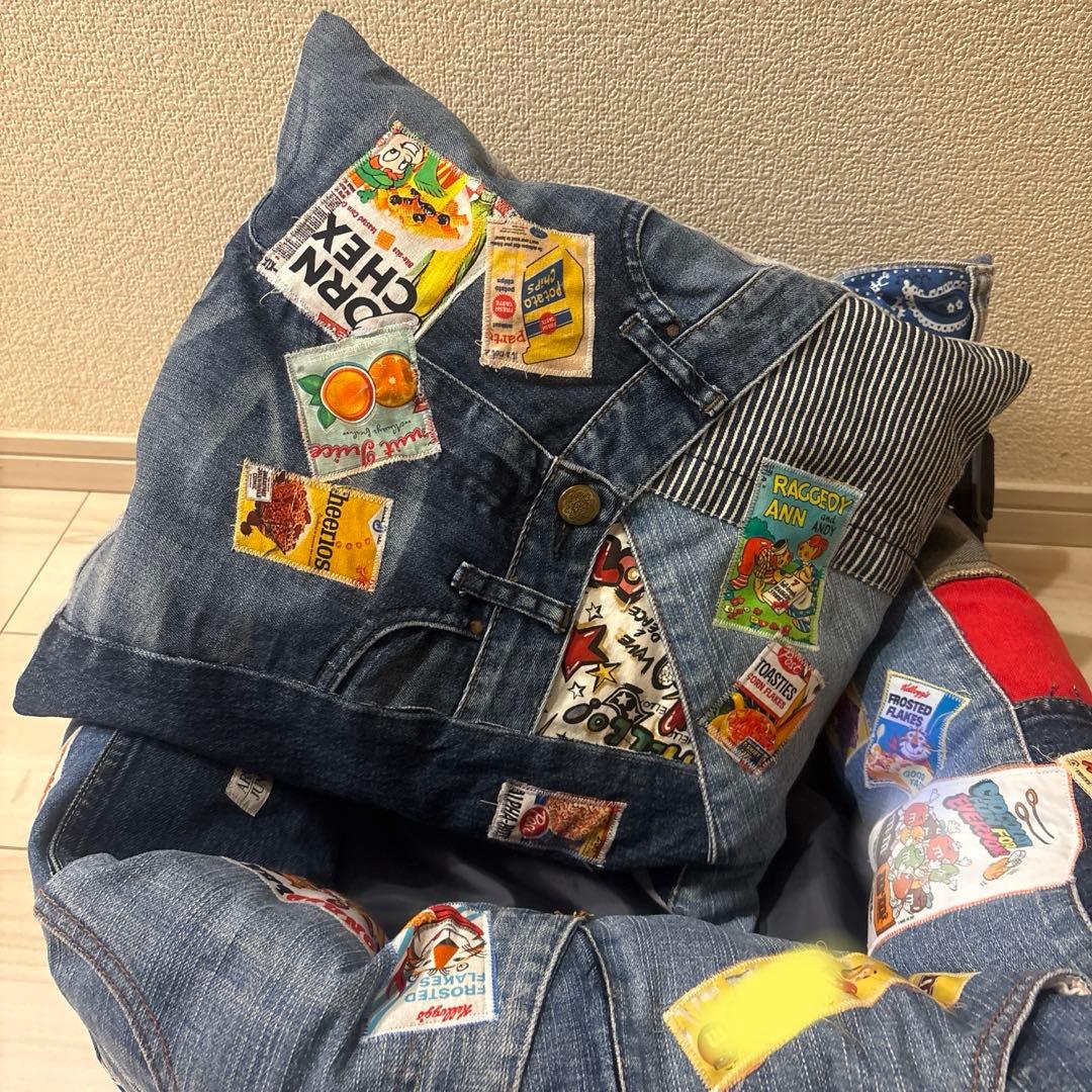ハンドメイド　デニムリメイク ドライブベッド　ペットベッド