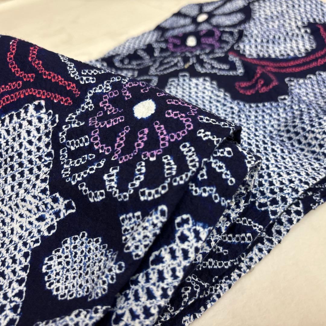 夏物 浴衣 有松絞り藍染 花