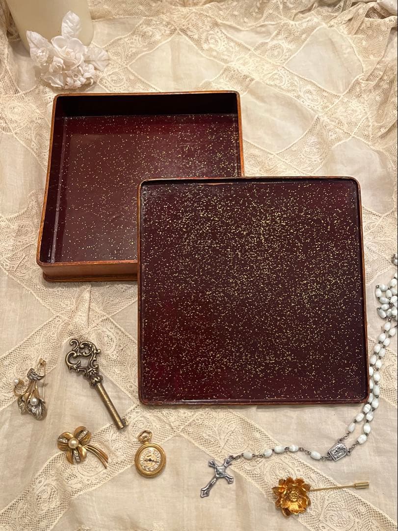 ◆フランスアンティーク｜希少ロココジュエリーボックスケースブロンズ金パリ木箱小箱