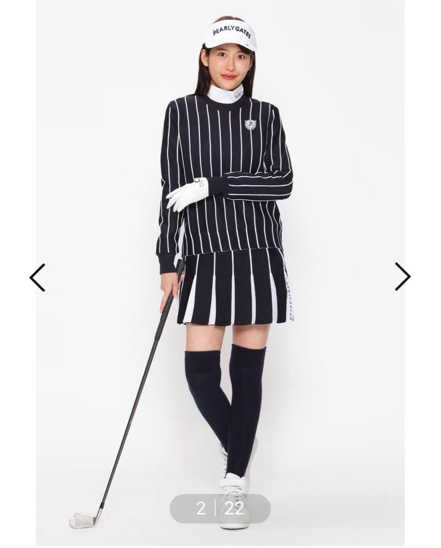 パーリーゲイツ　セットアップ　ストライプ　ネイビー