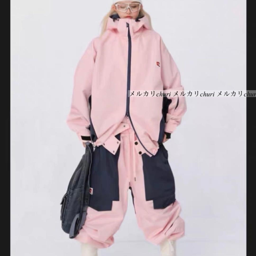 新品未使用【高機能韓国スノボウェア】上下セットピンクスキースノーボード