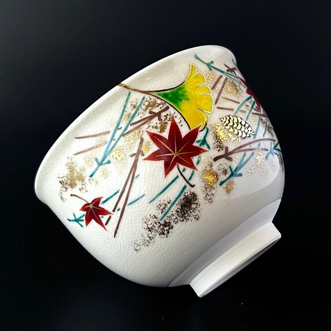 【新品】茶道具　仁清写　吹寄せ絵　茶碗　田中方円　共箱　京焼　ふきよせ　色絵　秋