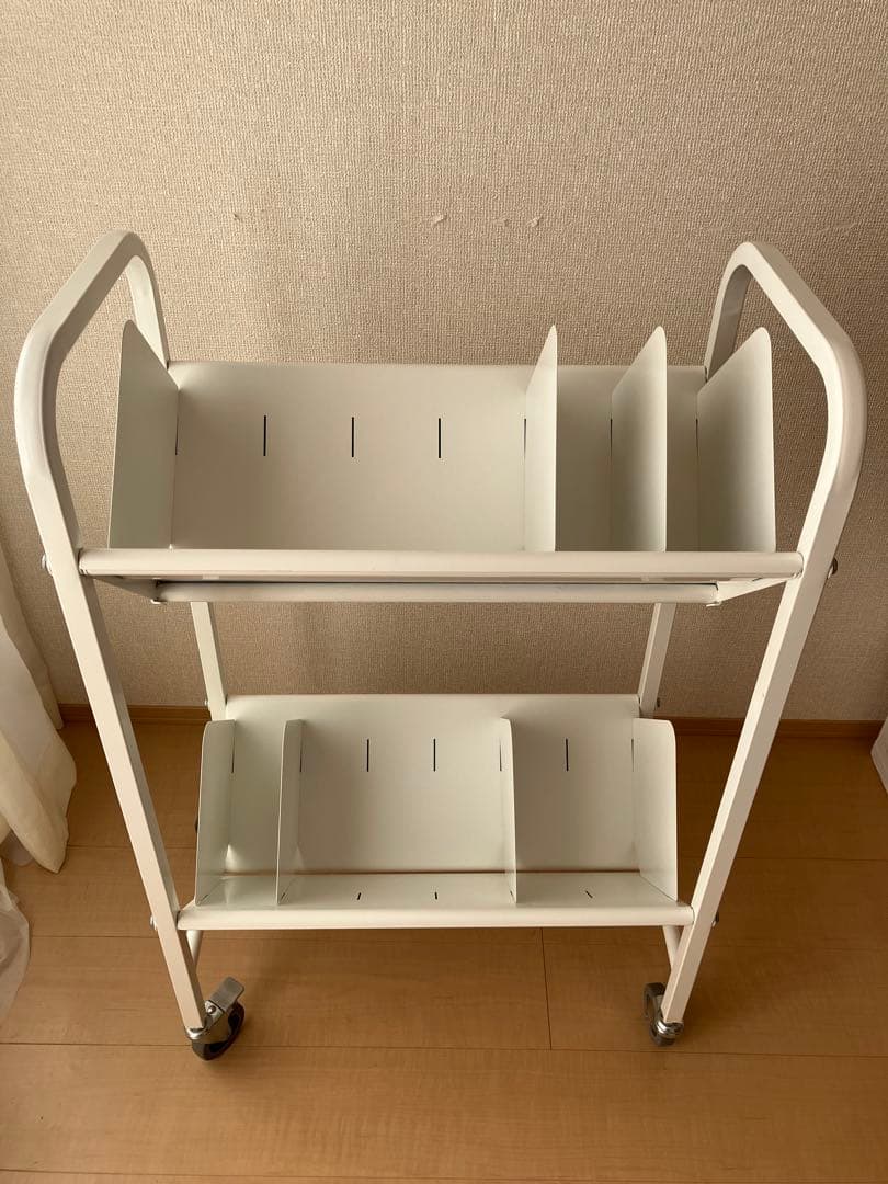 カルテワゴン ホワイト 2段式ワゴン 仕切り付き