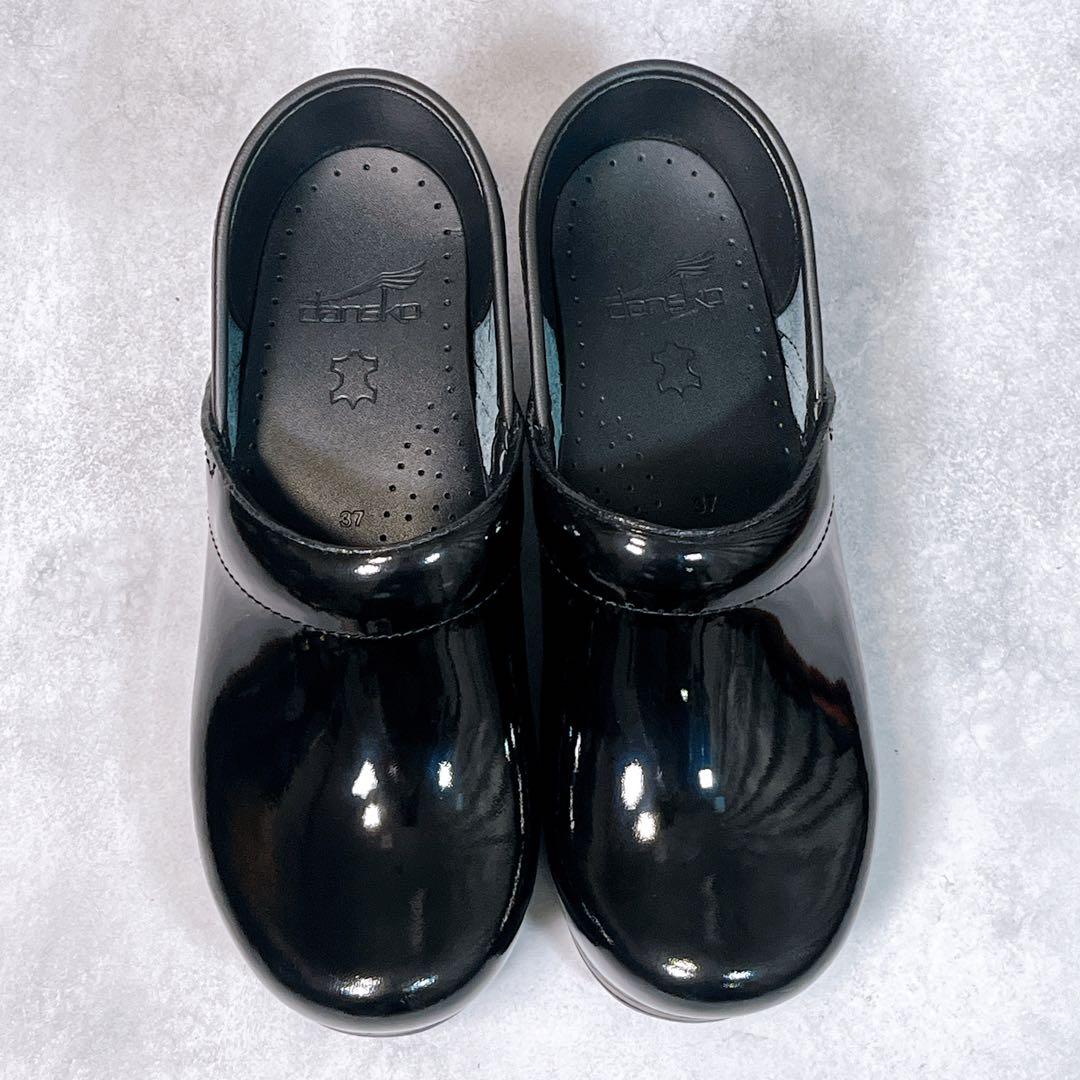 【ダンスコ】サボサンダル (37) プロフェッショナル パテント 厚底 ブラック
