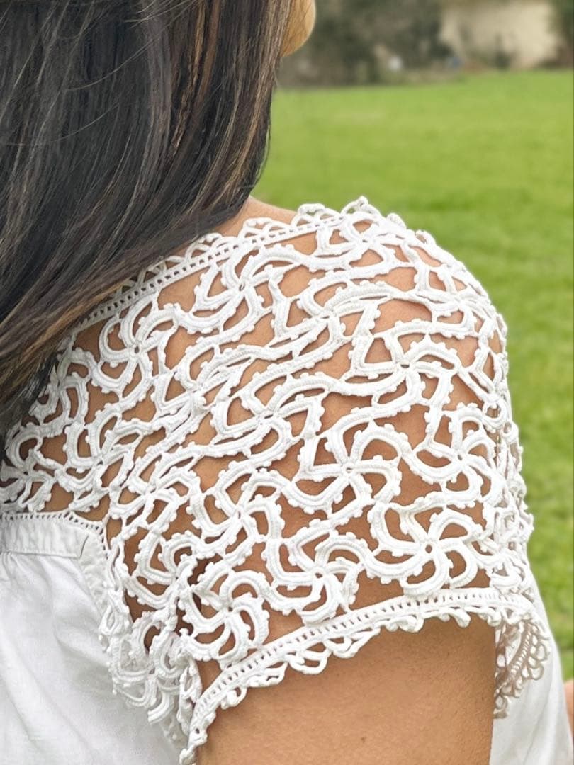 ◆フランスアンティーク｜手編みレースのナイトドレス、リネンワンピース、ネグリジェ