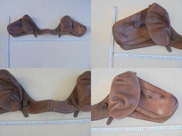 AKa6788　旧日本陸軍　鞍嚢　馬鞍の左右に垂らす革製の袋　小さい武具入当時物