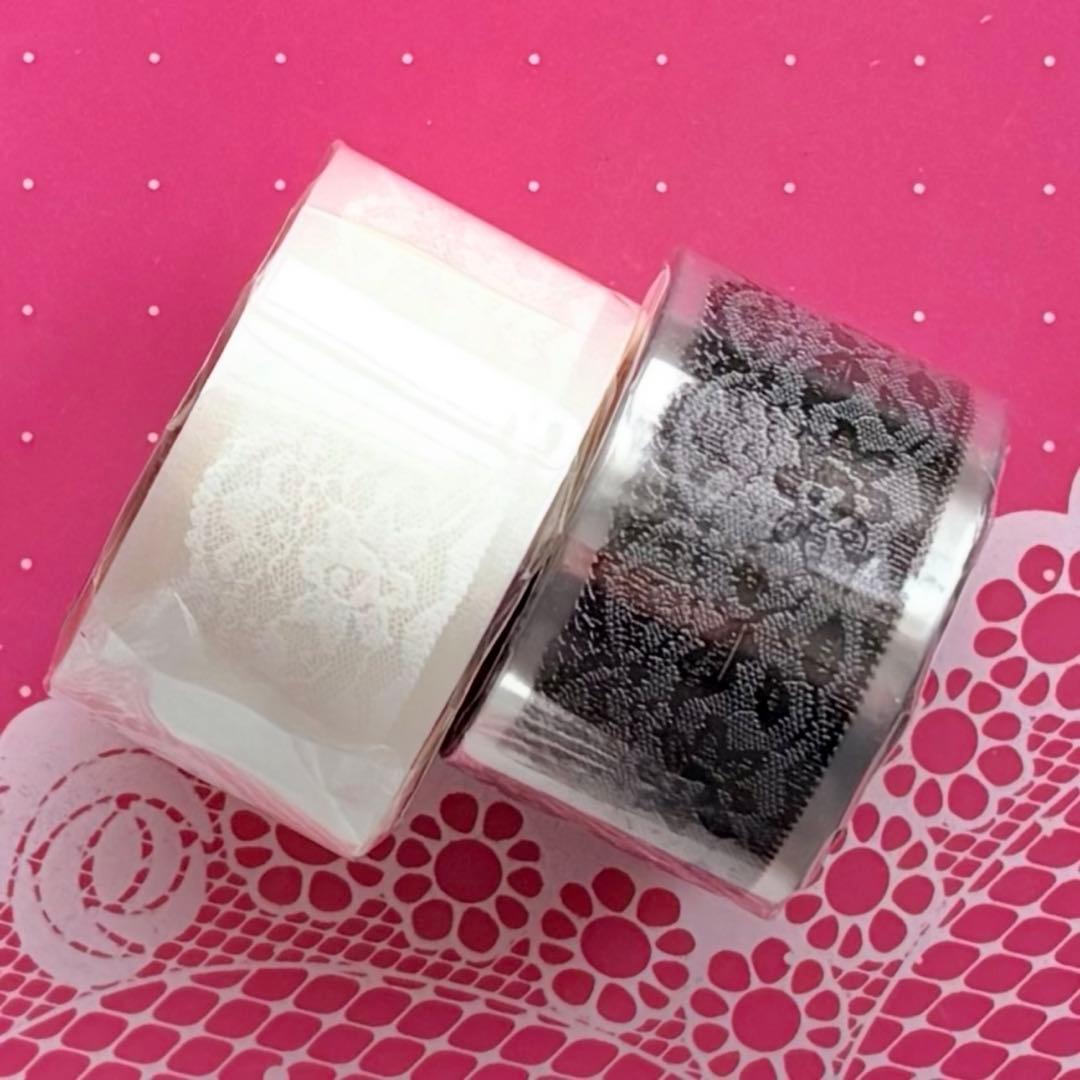 闪砂 花嫁 黒 白 ２点セット 2.5cm×5m 海外マスキングテープ