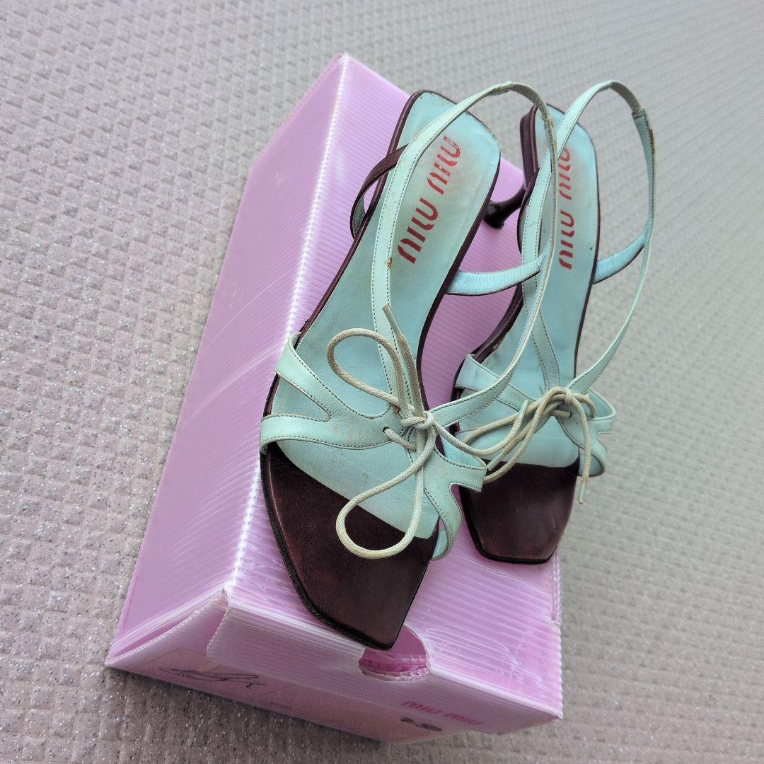 Miu Miu 薄い水色 ストラップサンダル ヒール6cm