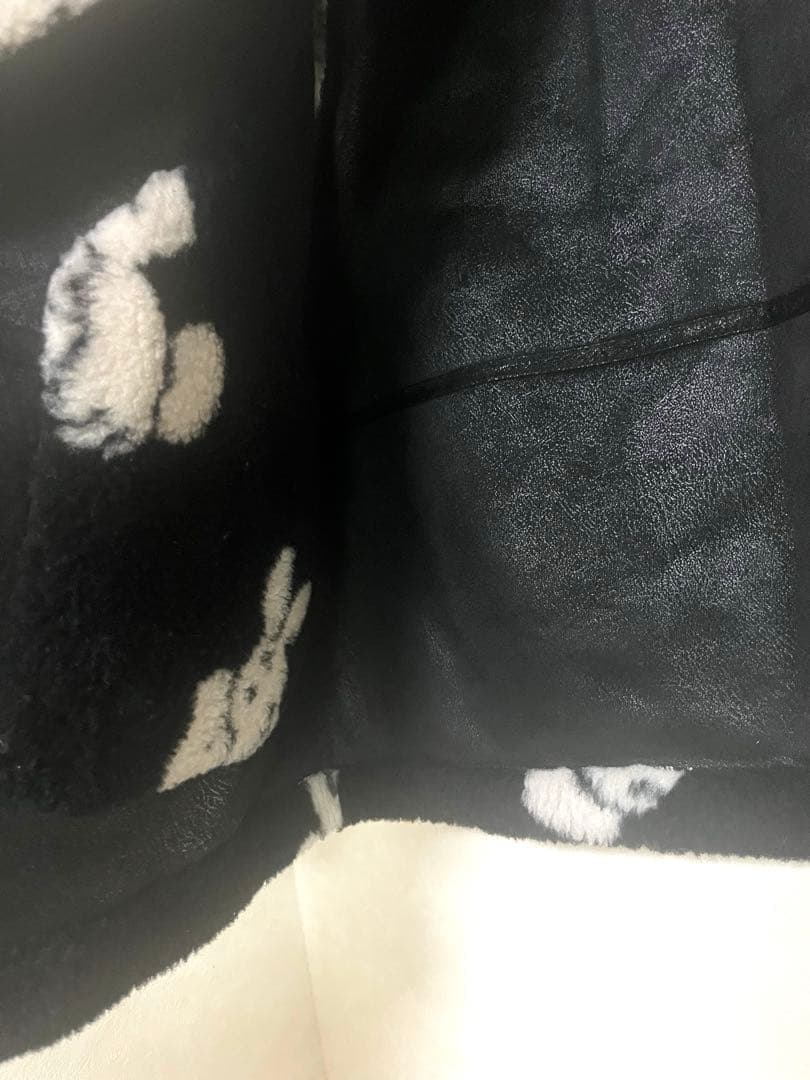 mukzin ムクジン 黒ファー L クマ柄 ベスト 柄物 熊 動物 ブラック