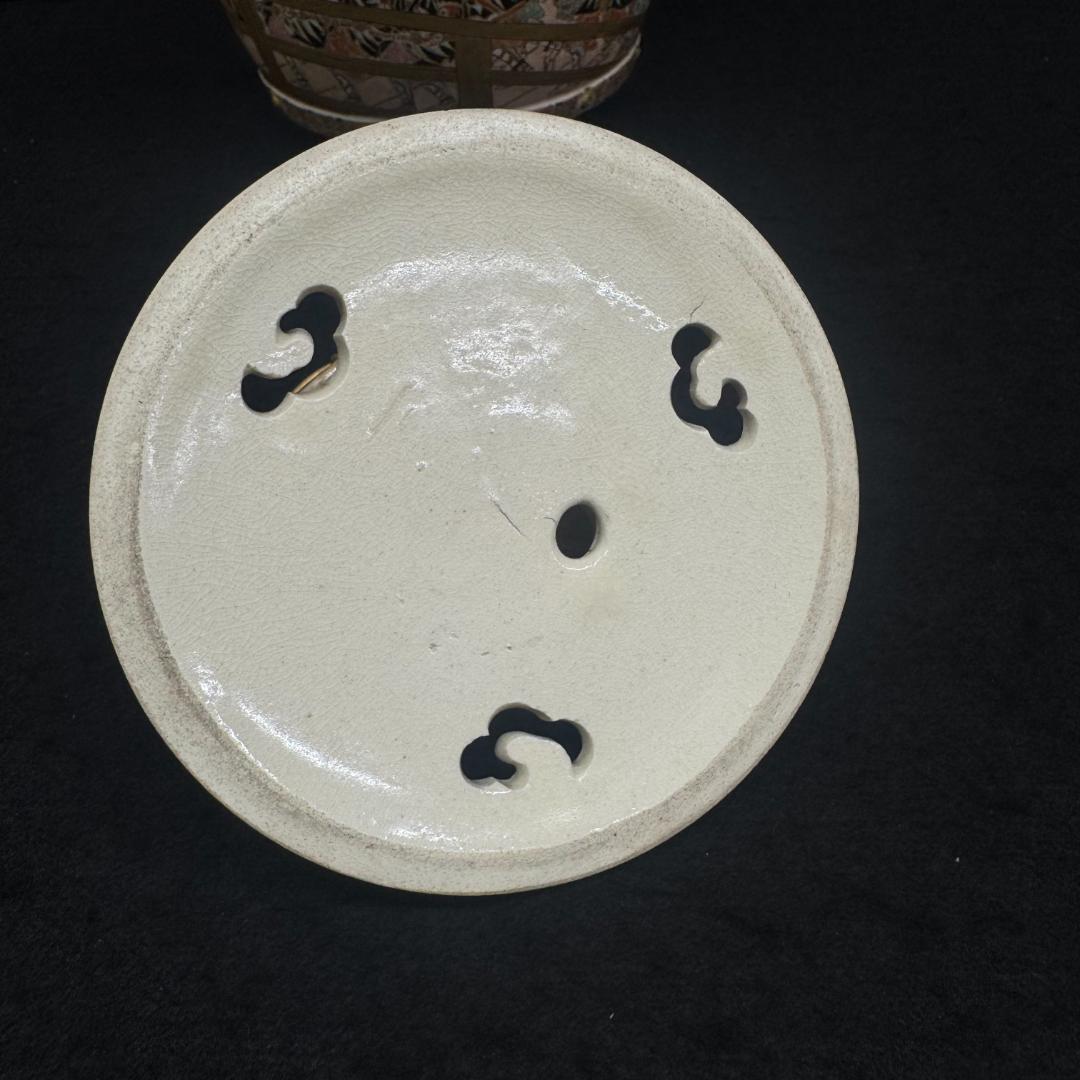 希少！薩摩焼 武将図 金彩香炉 獅子摘 古薩摩 箱付 名家旧蔵 明治時代 耳キズ